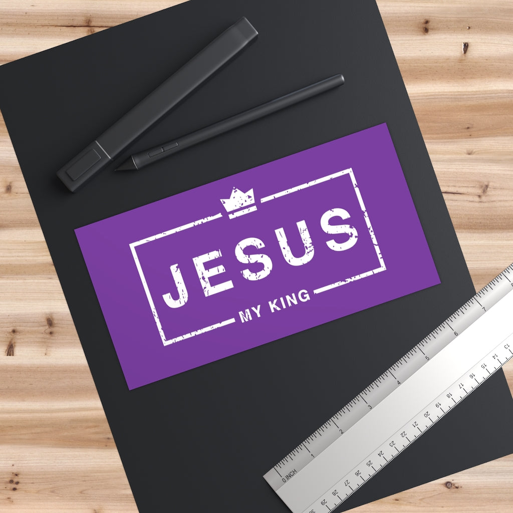 Jesus My King Bumper Sticker Purple