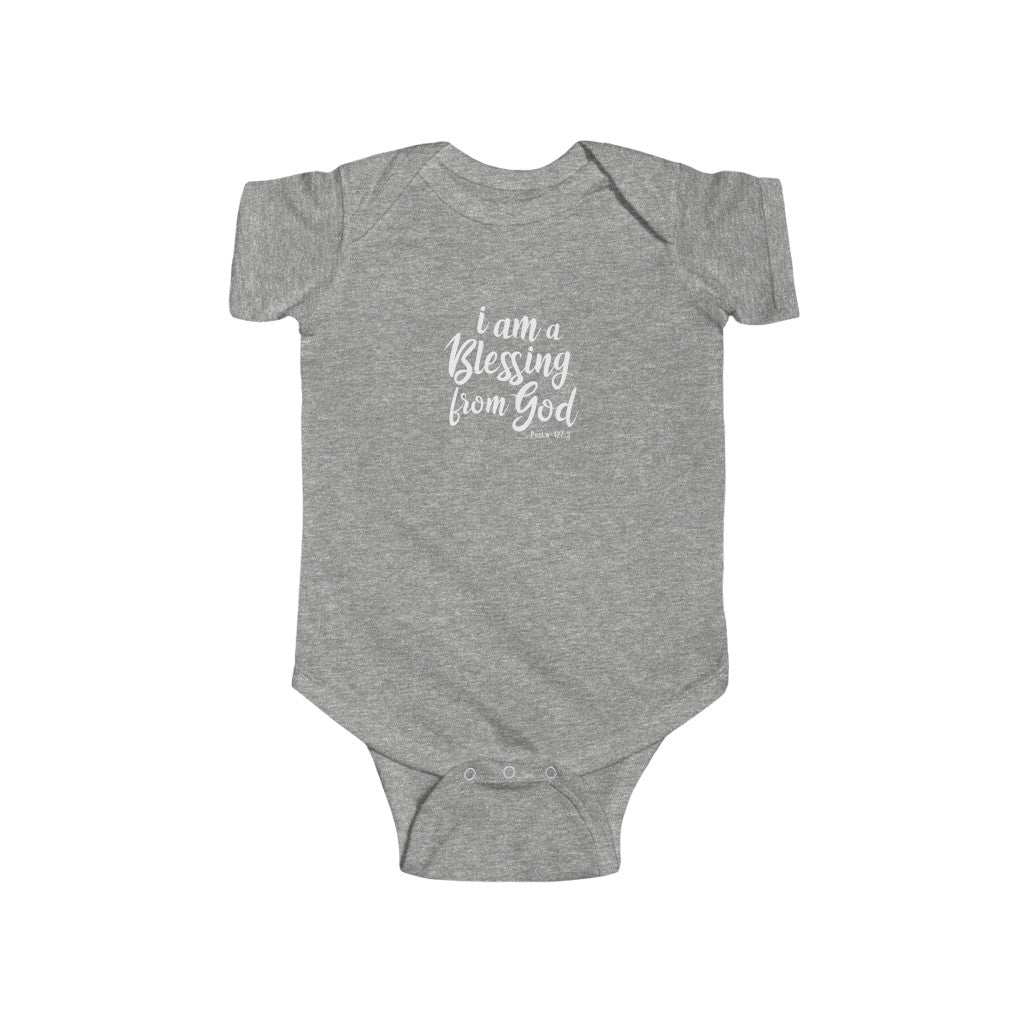 Blessing from God Baby Fine Jersey Bodysuit (pink, blue and gray)