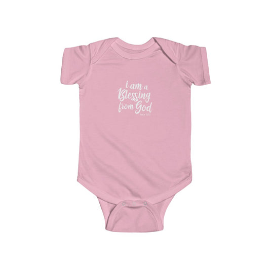 Blessing from God Baby Fine Jersey Bodysuit (pink, blue and gray)