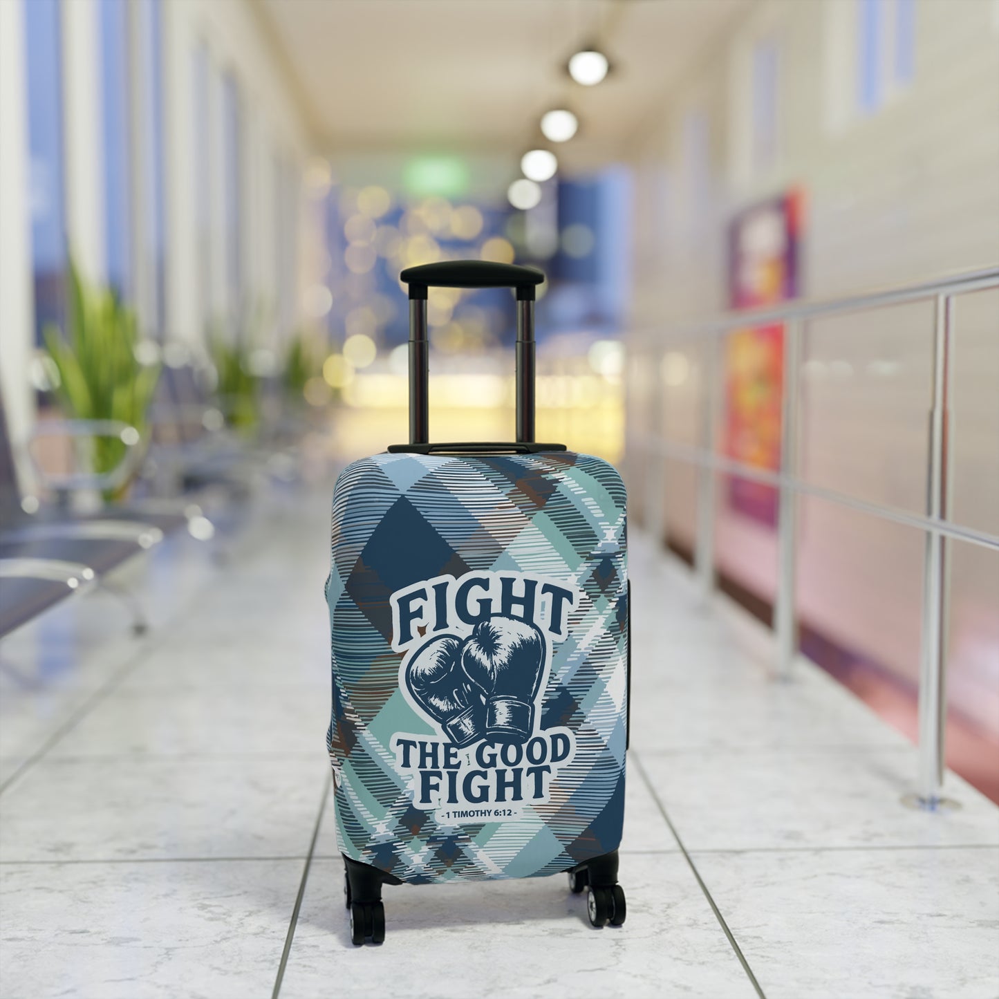 Fight Good Fight Luggage Cover - Plaid theme