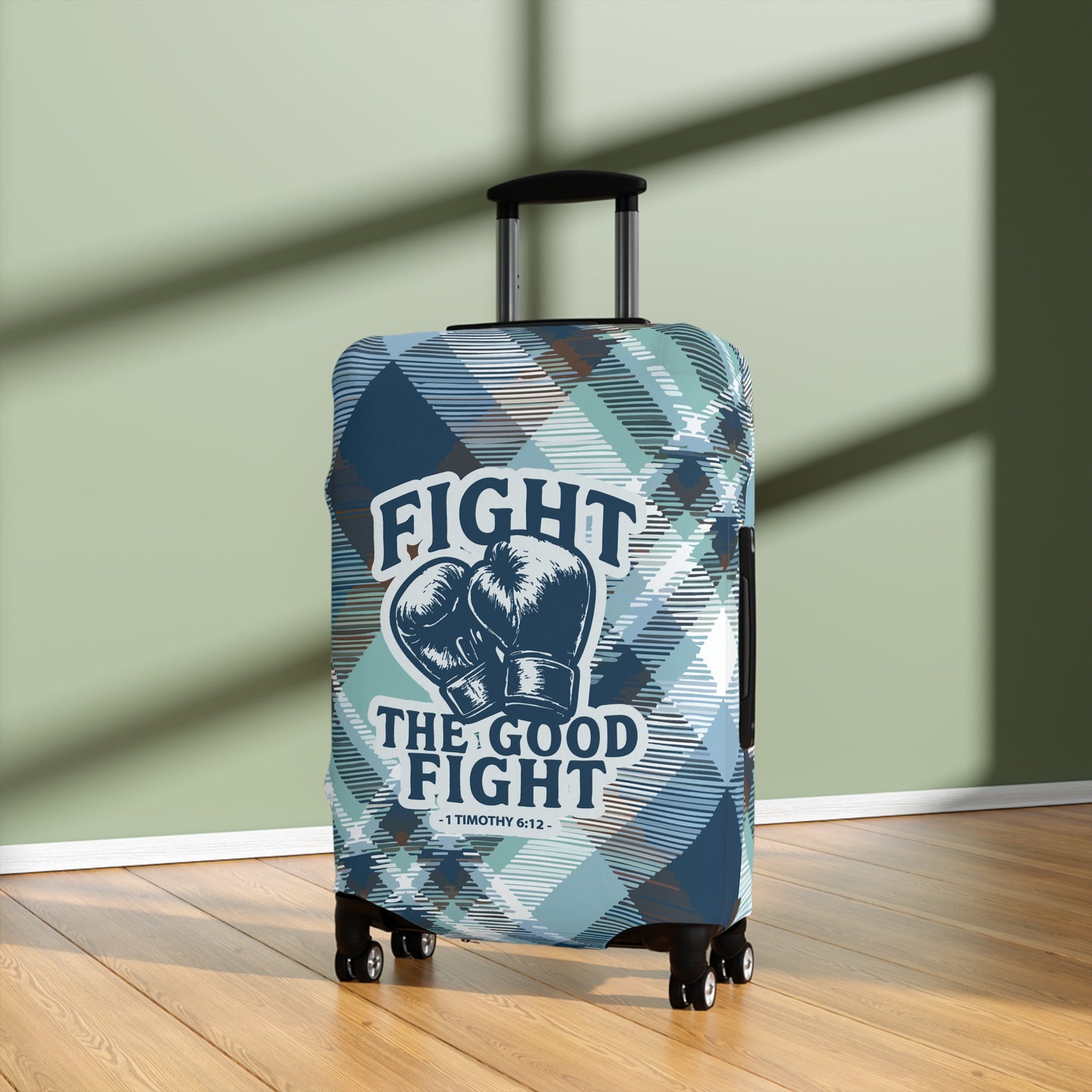 Fight Good Fight Luggage Cover - Plaid theme