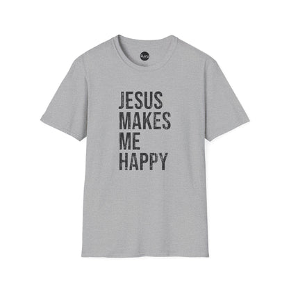 Jesus Makes Me Happy Cotton Crew Tee