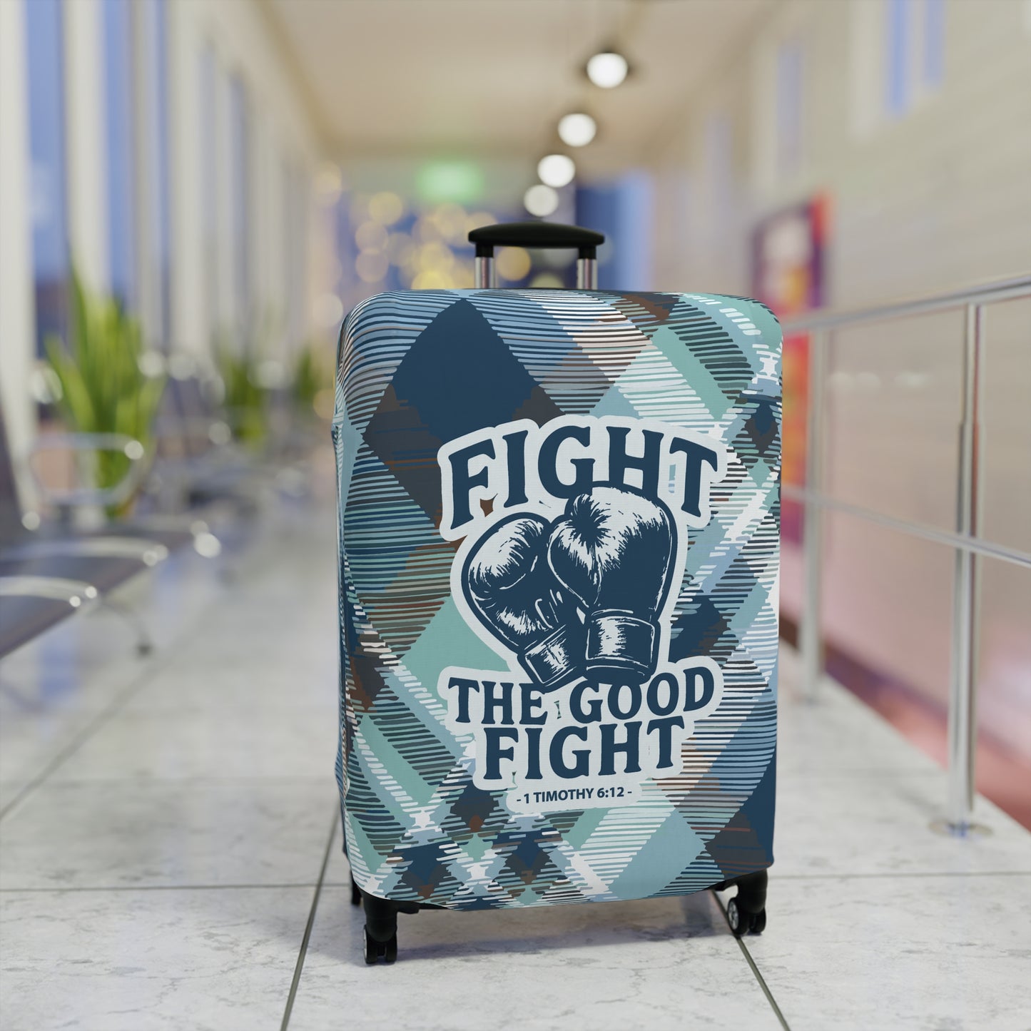 Fight Good Fight Luggage Cover - Plaid theme