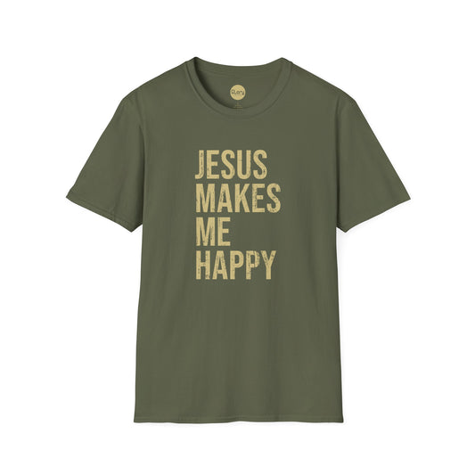 Jesus Makes Me Happy Cotton Crew Tee