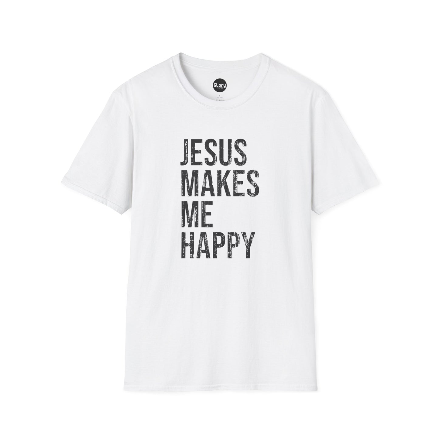 Jesus Makes Me Happy Cotton Crew Tee