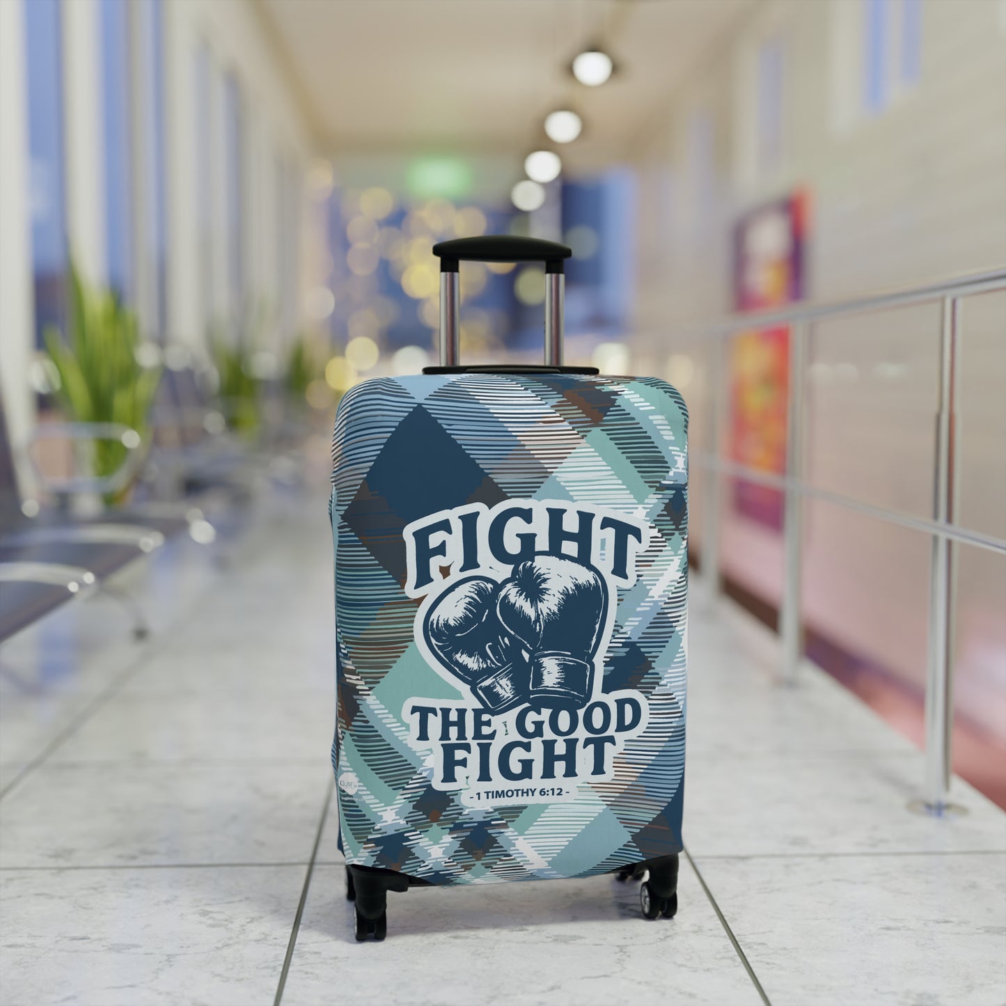 Fight Good Fight Luggage Cover - Plaid theme