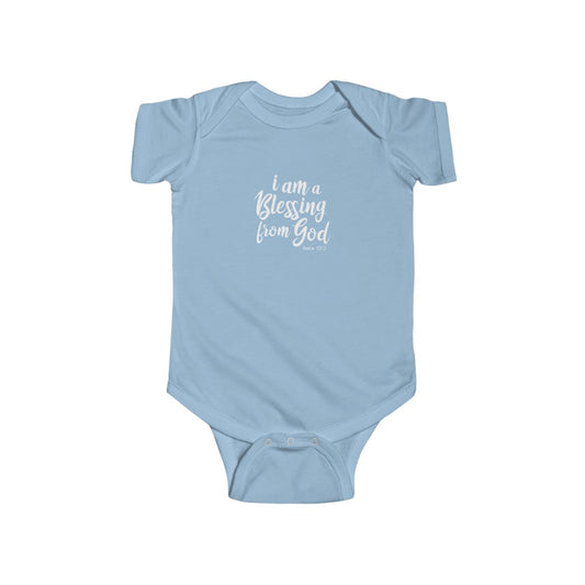 Blessing from God Baby Fine Jersey Bodysuit (pink, blue and gray)
